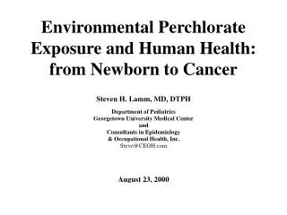 Environmental Perchlorate Exposure and Human Health: from Newborn to Cancer