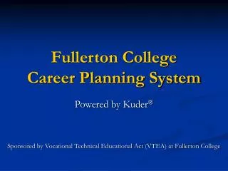 Fullerton College Career Planning System