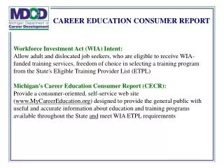 CAREER EDUCATION CONSUMER REPORT