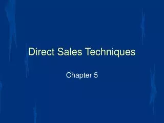 Direct Sales Techniques