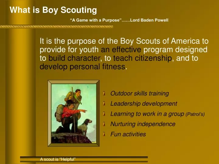 what is boy scouting a game with a purpose lord baden powell