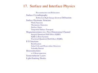 17. Surface and Interface Physics