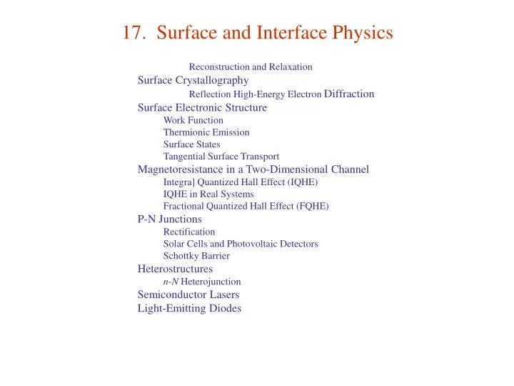 17 surface and interface physics