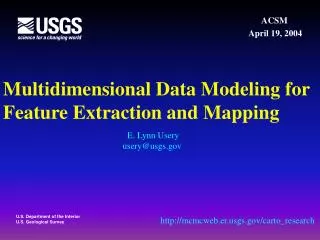 Multidimensional Data Modeling for Feature Extraction and Mapping