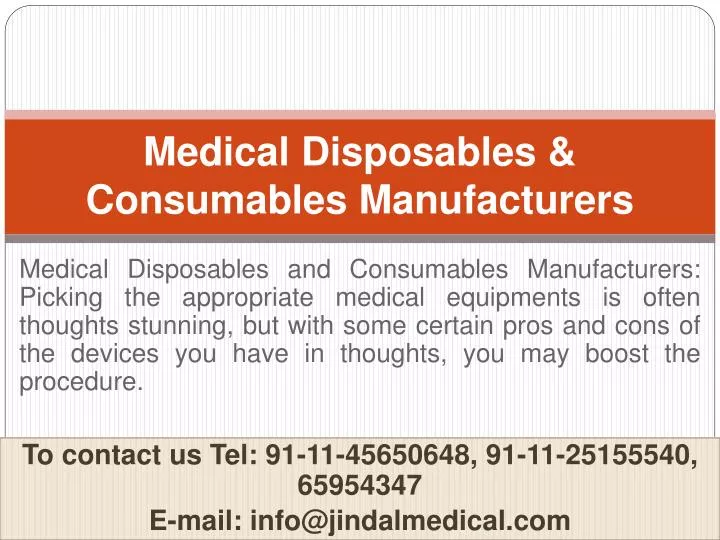 medical disposables consumables manufacturers