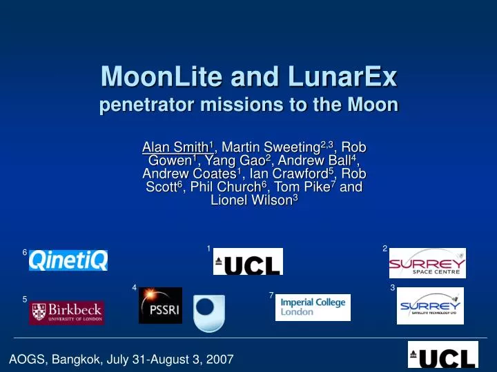 moonlite and lunarex penetrator missions to the moon