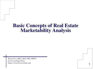 Basic Concepts of Real Estate Marketability Analysis