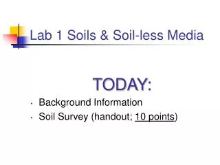 Lab 1 Soils &amp; Soil-less Media