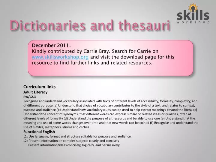 dictionaries and thesauri