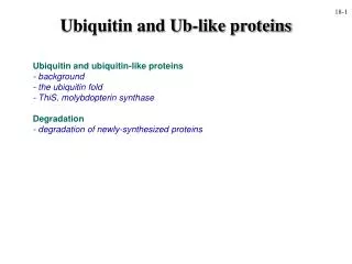 Ubiquitin and Ub-like proteins