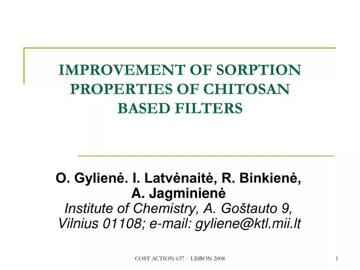 improvement of sorption properties of chitosan based filters