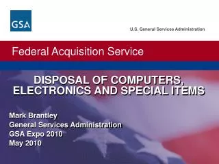 DISPOSAL OF COMPUTERS, ELECTRONICS AND SPECIAL ITEMS