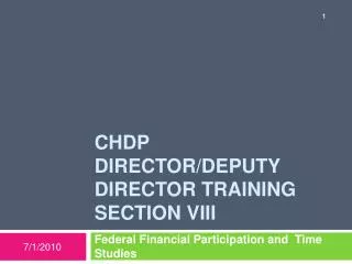 Chdp Director/Deputy Director Training Section VIIi