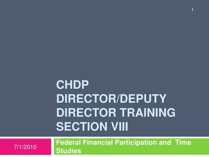 chdp director deputy director training section viii