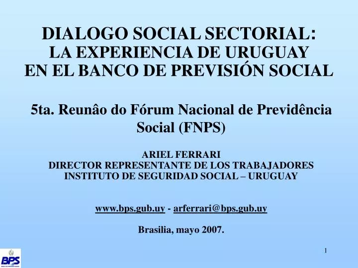 dialogo social sectorial la experiencia de uruguay en el banco de previsi n social