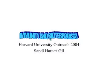 Harvard University Outreach 2004 Sandi Haracz Gil