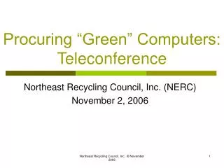 Procuring “Green” Computers: Teleconference