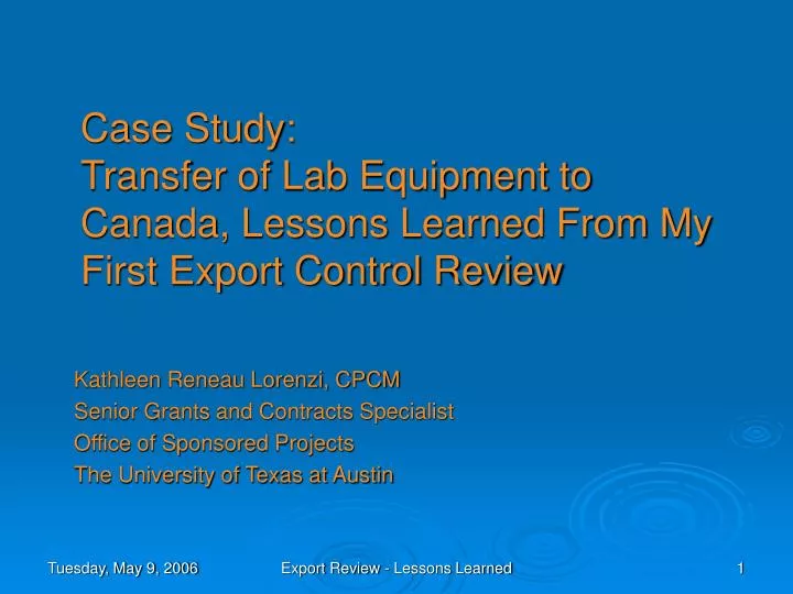 case study transfer of lab equipment to canada lessons learned from my first export control review