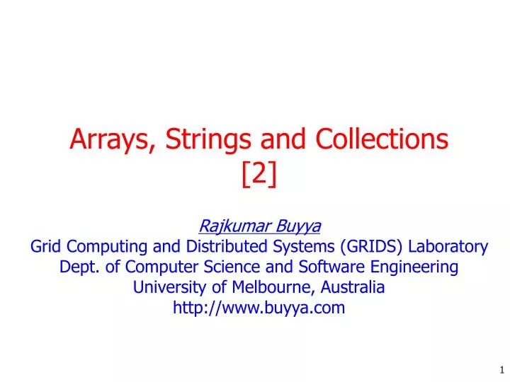 arrays strings and collections 2