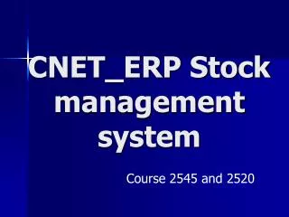 CNET_ERP Stock management system