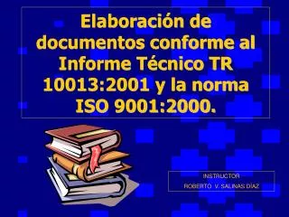 Elaboración de documentos conforme al Informe Técnico TR 10013:2001 y la norma ISO 9001:2000.