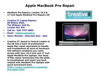 Apple MacBook Pro Repair - 020 7237 6805