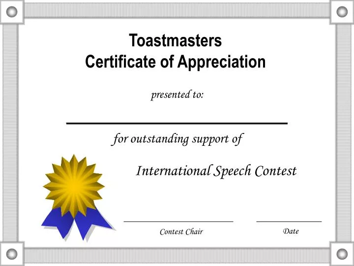 toastmasters certificate of appreciation