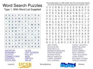 Word Search Puzzles Type 1, With Word List Supplied