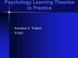 Psychology Learning Theories in Practice