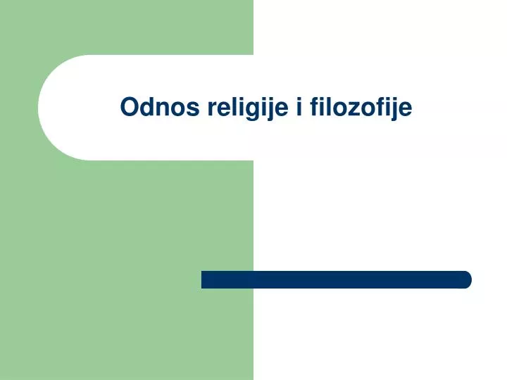 odnos religije i filozofije