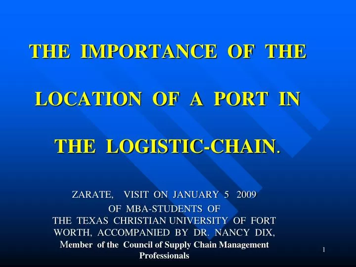 the importance of the location of a port in the logistic chain