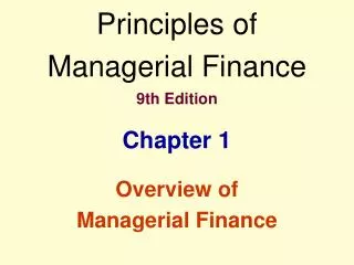 Principles of Managerial Finance 9th Edition