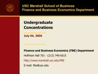 USC Marshall School of Business Finance and Business Economics Department