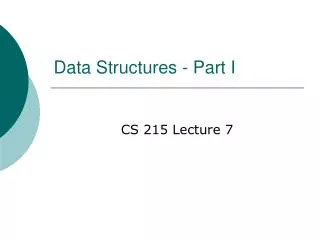 Data Structures - Part I