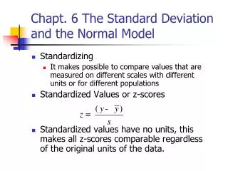 Chapt. 6 The Standard Deviation and the Normal Model