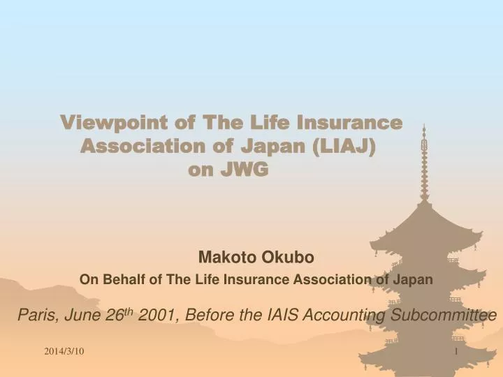 viewpoint of the life insurance association of japan liaj on jwg