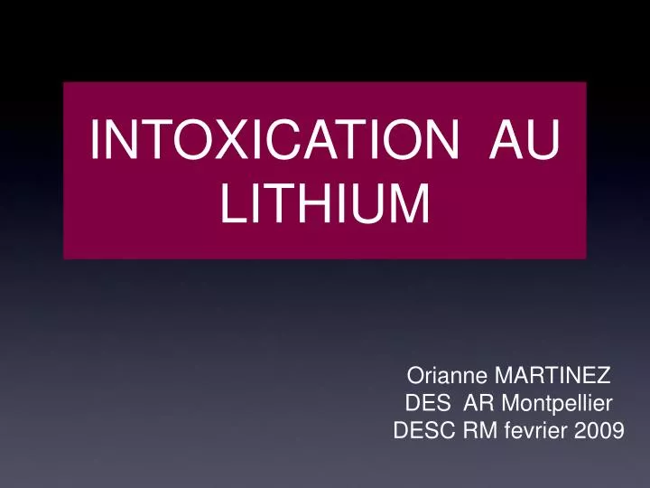 intoxication au lithium