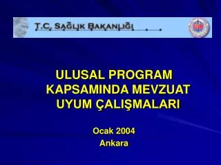 ULUSAL PROGRAM KAPSAMINDA MEVZUAT UYUM ÇALIŞMALARI Ocak 2004 Ankara