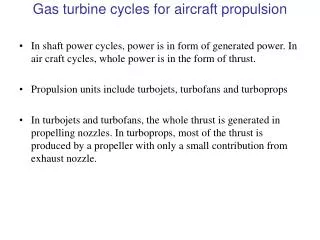 Gas turbine cycles for aircraft propulsion