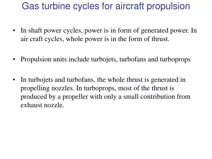 gas turbine cycles for aircraft propulsion