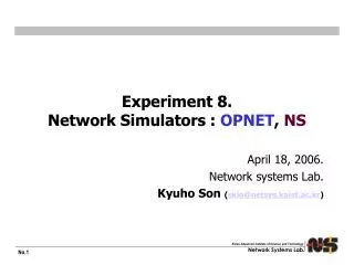 Experiment 8. Network Simulators : OPNET , NS