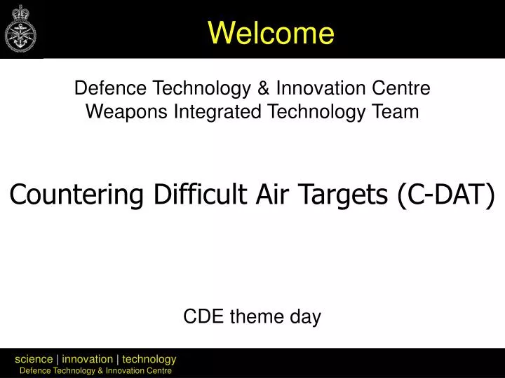 defence technology innovation centre weapons integrated technology team cde theme day