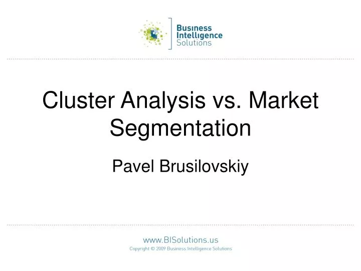 cluster analysis vs market segmentation