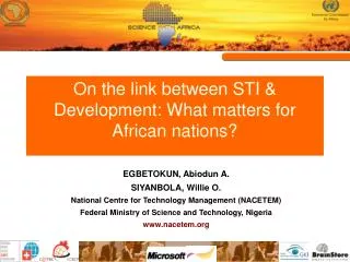 On the link between STI &amp; Development: What matters for African nations?