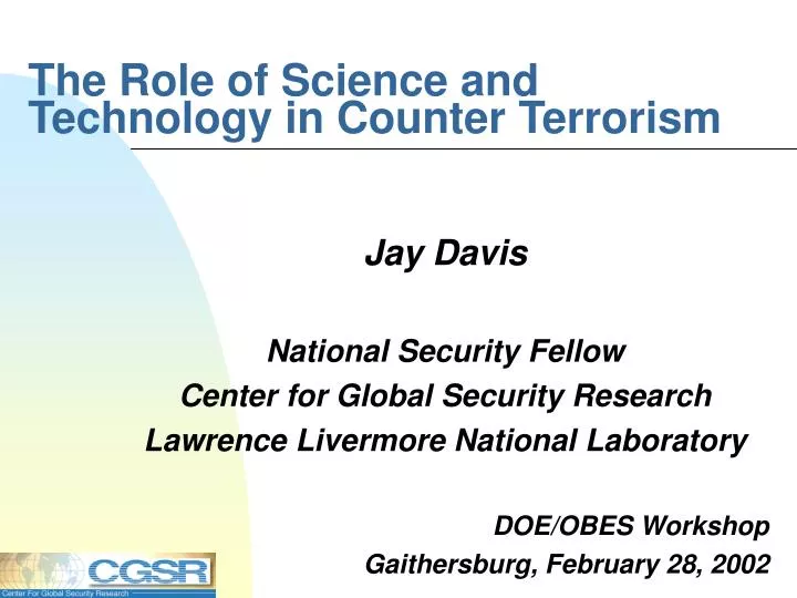 the role of science and technology in counter terrorism