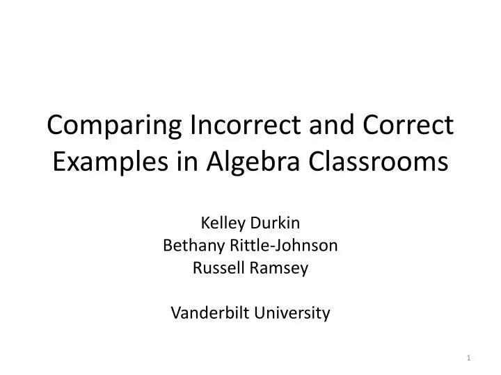 comparing incorrect and correct examples in algebra classrooms