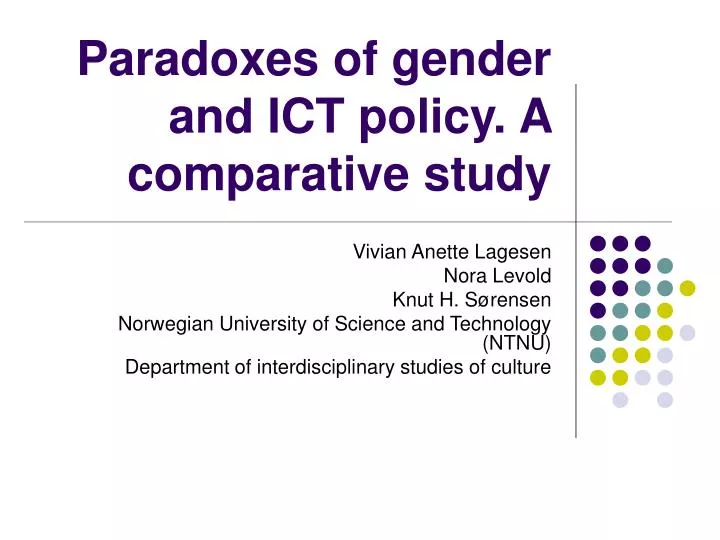 paradoxes of gender and ict policy a comparative study