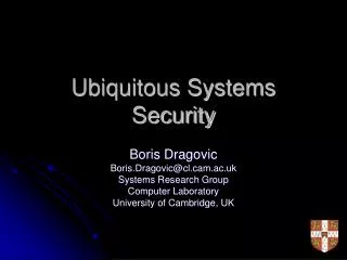 Ubiquitous Systems Security