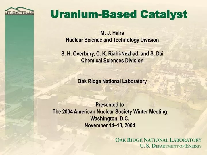 uranium based catalyst