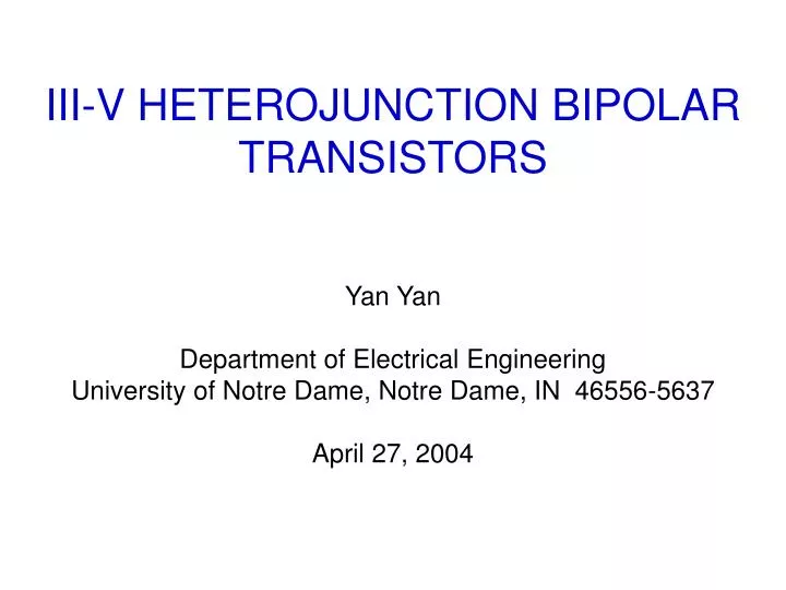 iii v heterojunction bipolar transistors